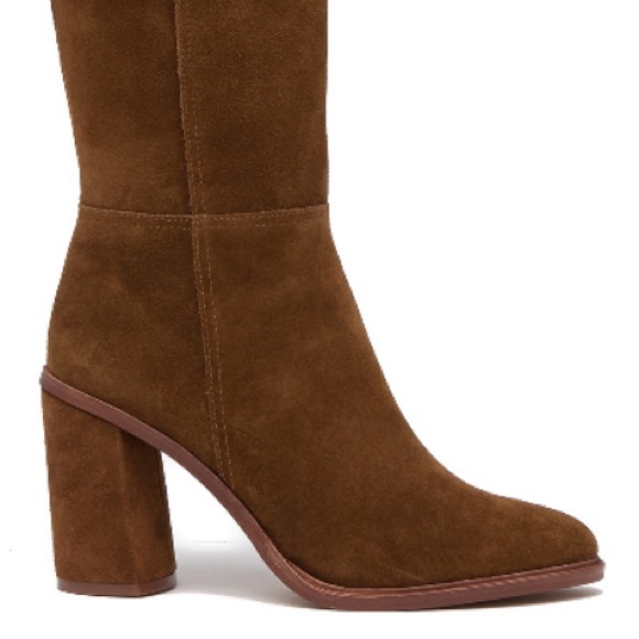 Vince Camuto DAMEERA Brown Suede Knee High Block Heel Boots Sz 8.5 - Picture 2 of 6